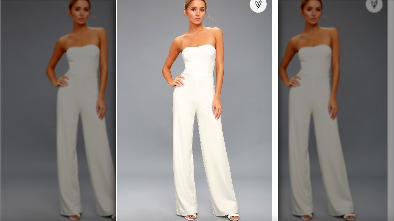 White strapless Lulus jumpsuit