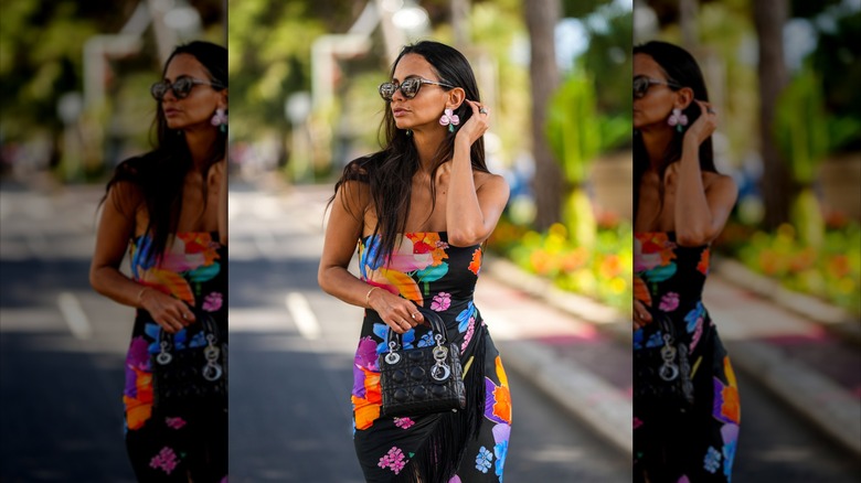 Woman in colorful dress