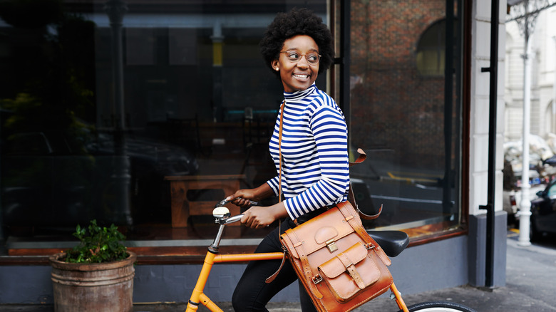 Woman riding a bike