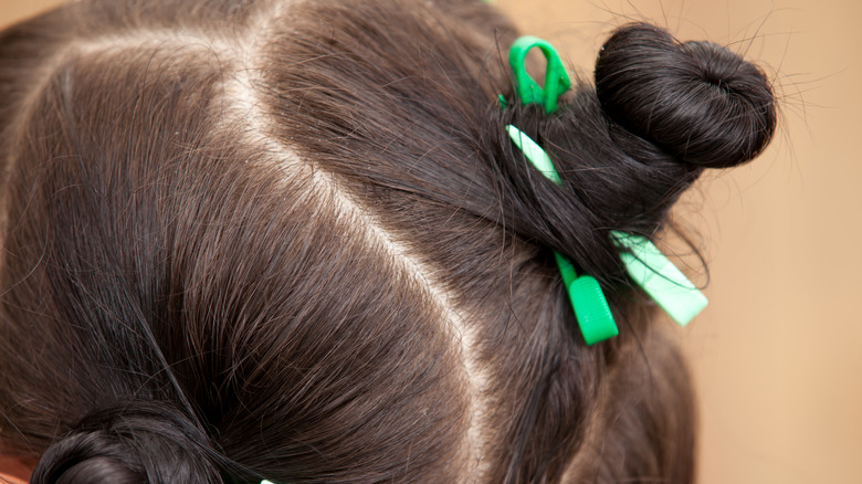 Woman's sectioned hair