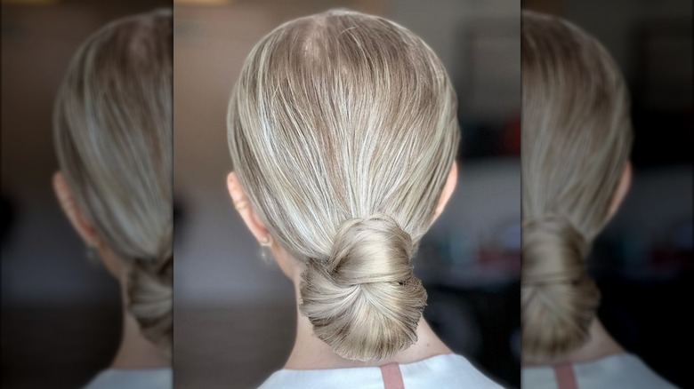 Blonde loop bun