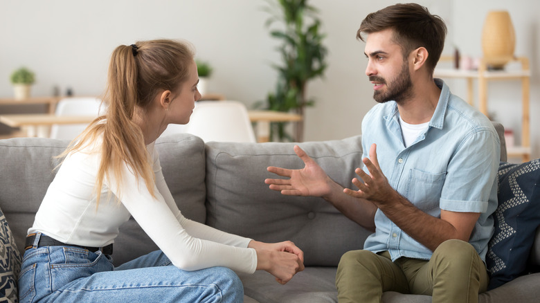 Couple having intense conversation