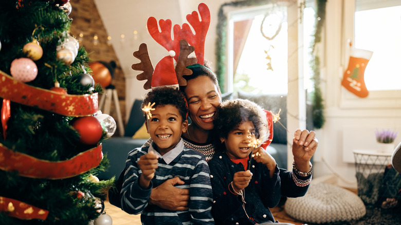 Single woman enjoying the holidays 