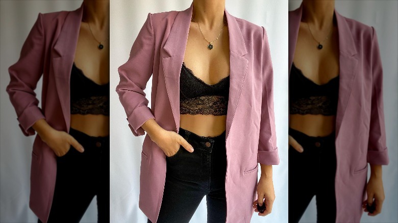 Bralette worn under a blazer