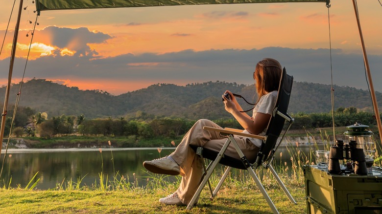 woman enjoying scenery outdoors