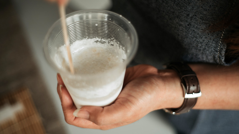 Baking soda mixture in cup