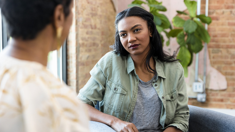 Woman talking to a therapist