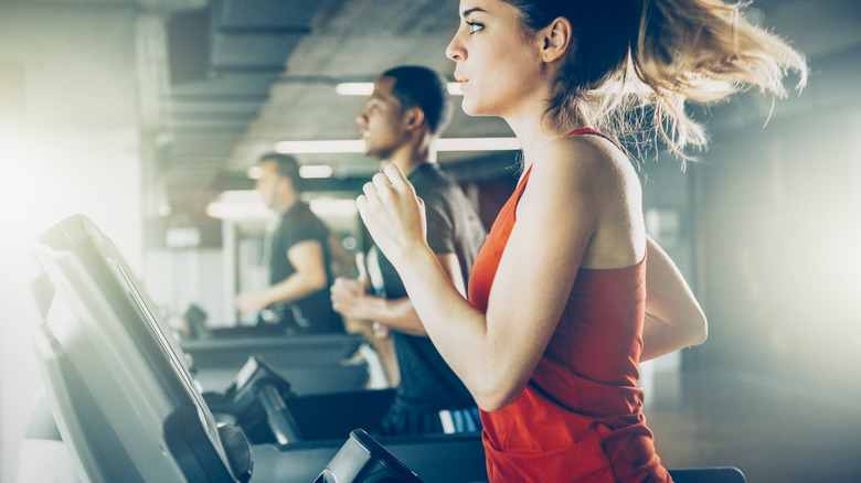 Woman running on treadmill