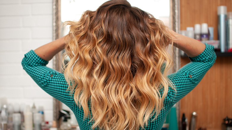 Beachy waves on ombre hair 