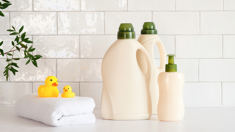 bottles of laundry detergent