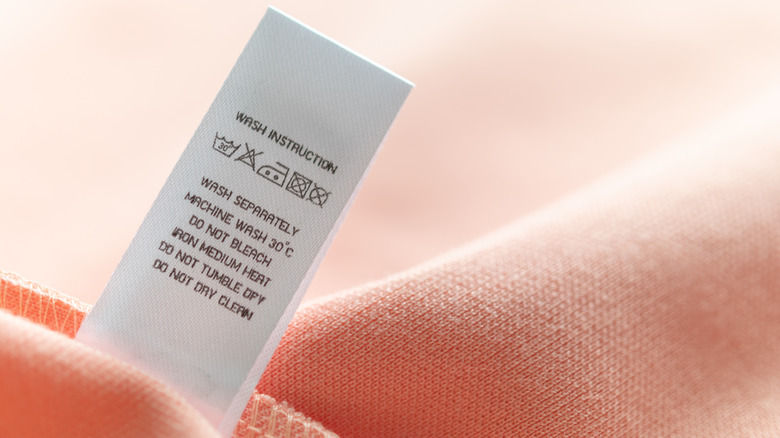 clothing care tag