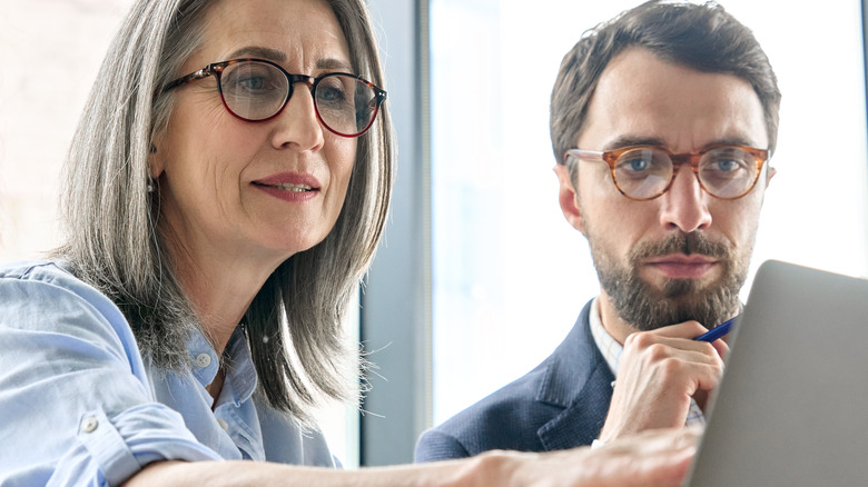 employees discussing work