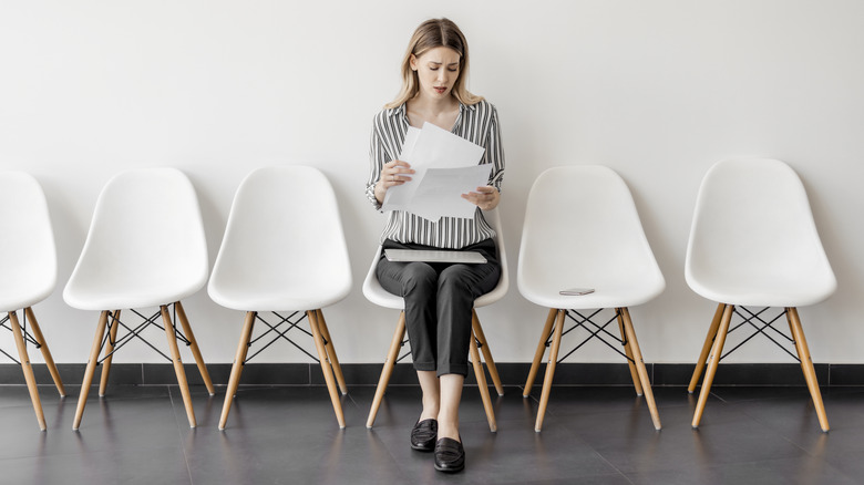 woman waiting before job interview