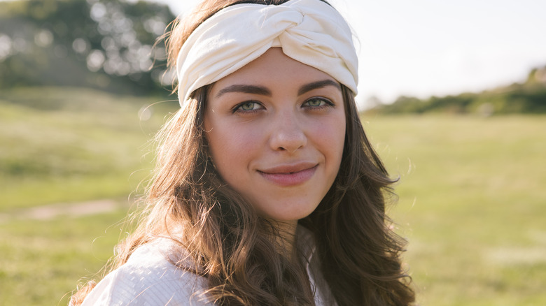 A woman with a headband