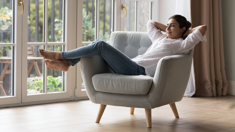 Woman enjoys time alone