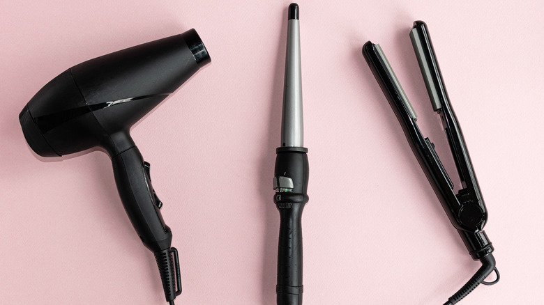 blow-dryer, curling iron, flat iron