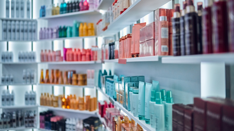 assortment of hair product bottles