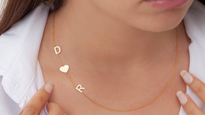 Necklace with D and R initials