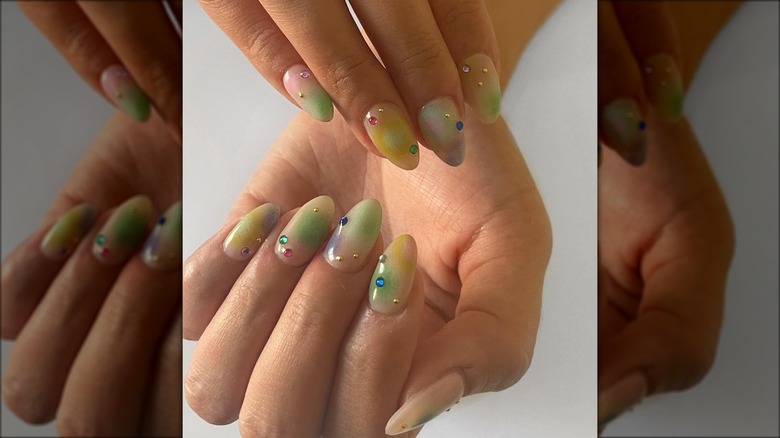 colorful aura nails