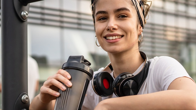 woman smiling after workout