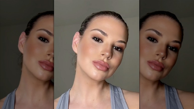 woman wearing heavy makeup