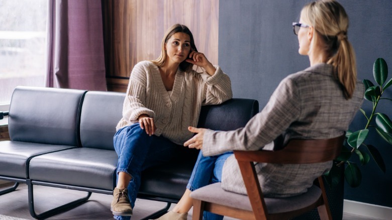 Woman talking to her therapist