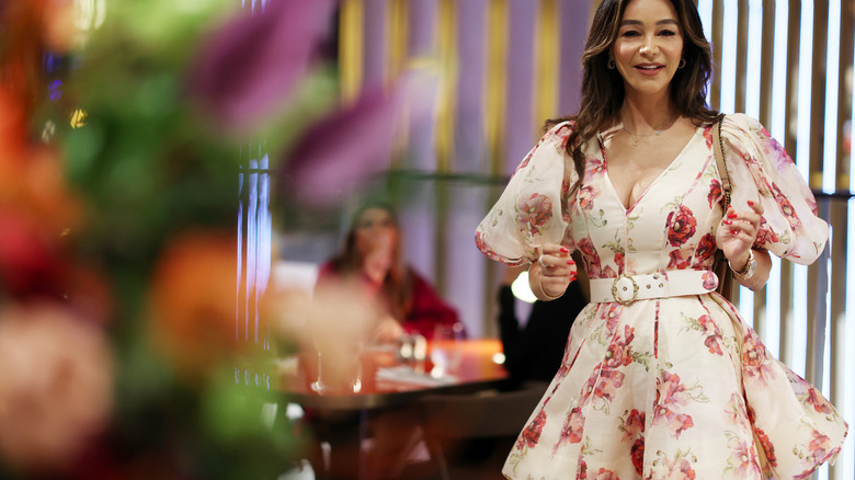 Woman wearing floral dress