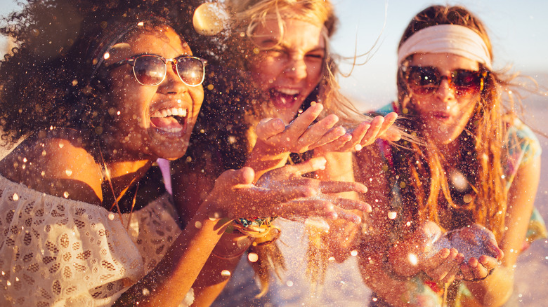 friends having a beach party