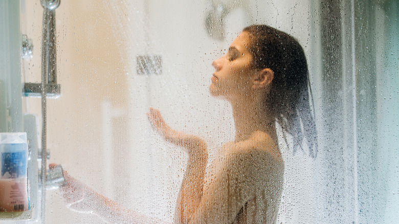 woman taking a shower 