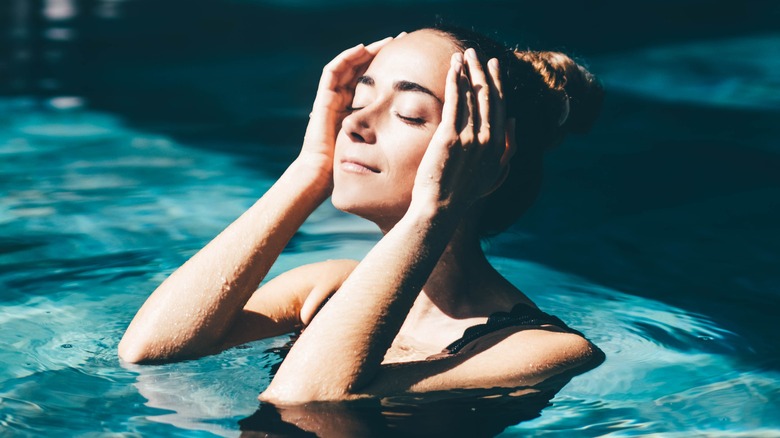 woman in swimming pool