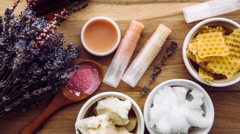 Plant-based lip balm tubes and ingredients