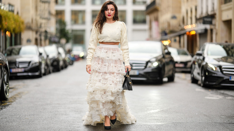 woman in white tulle skirt