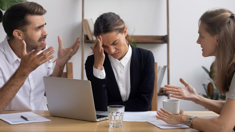 annoyed woman at work