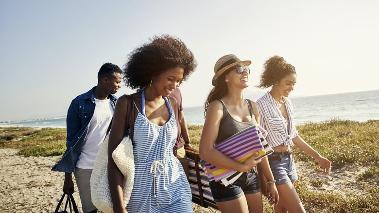 group of friends at the beach