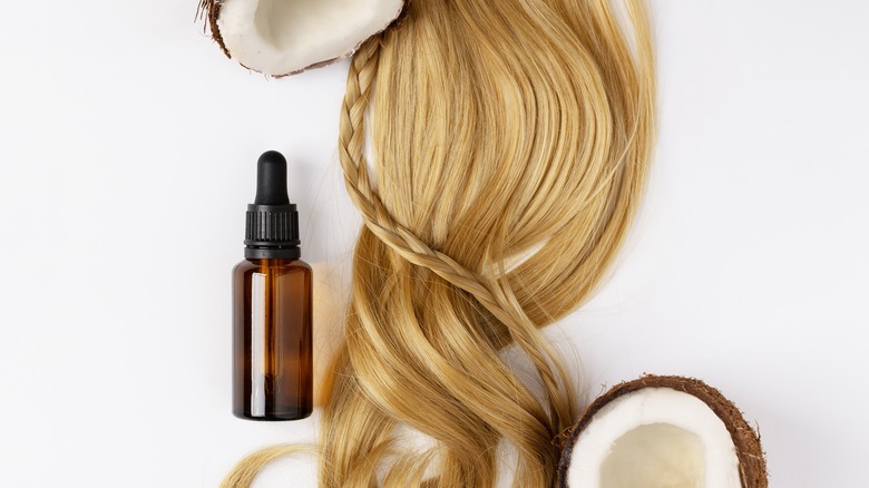 Blond hair with coconut oil