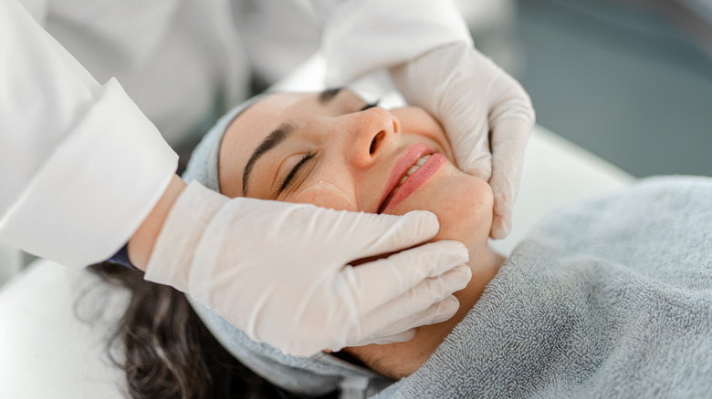 Woman getting a facial