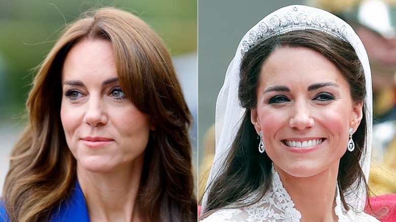 Kate Middleton natural makeup split image