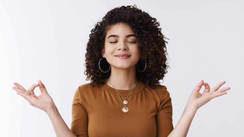 Woman practicing patience