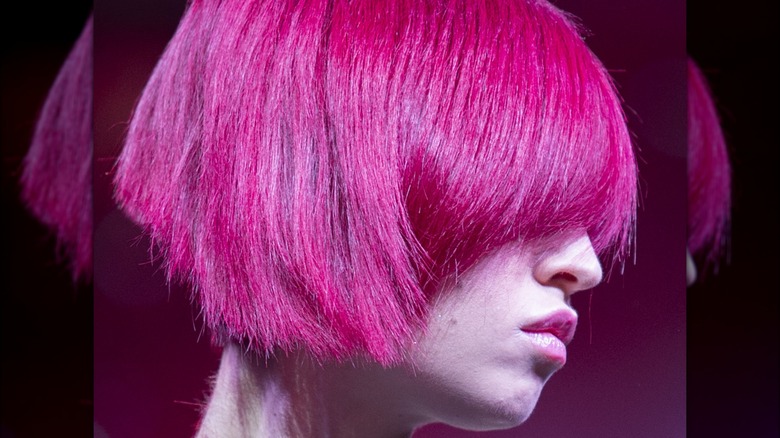 Pink wedge haircut