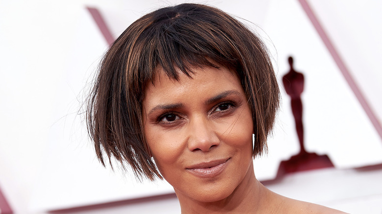 Halle Berry short hair and micro-bangs