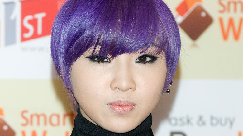 Minzy from 2NE1 purple hair