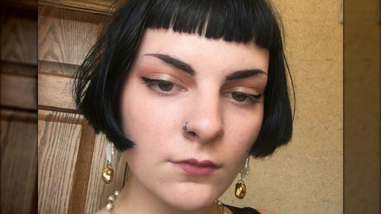 Woman with wedge haircut