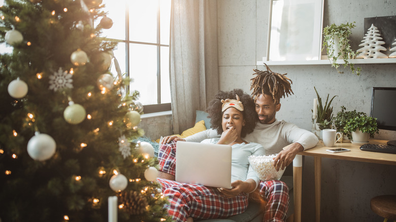 couple watching holiday movie