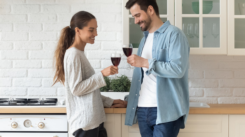 Couple drinking together