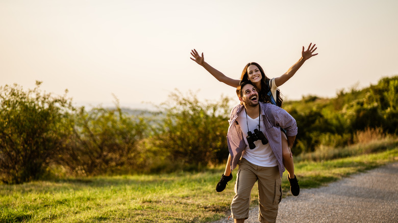 Couple hiking in the mountains 