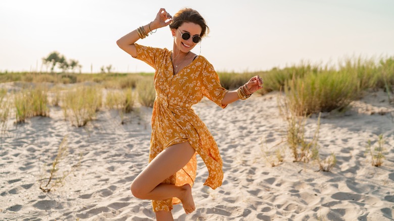 woman happy on beach