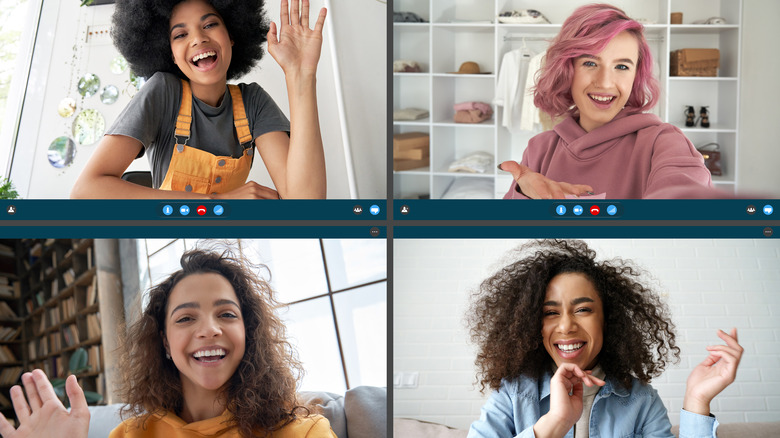 Four women on a video chat