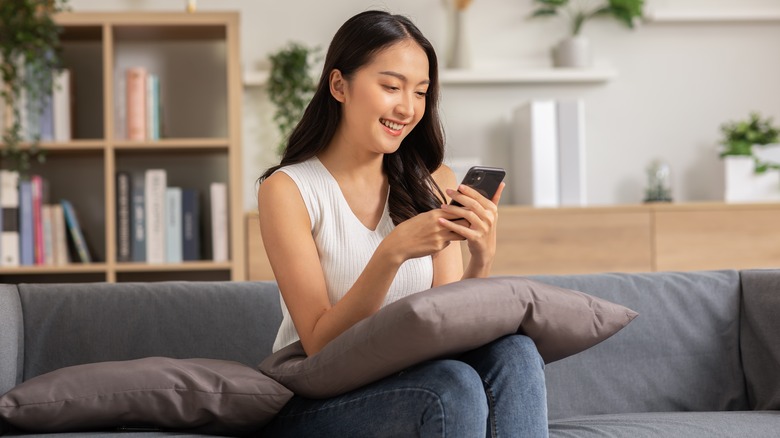 Woman checking her phone