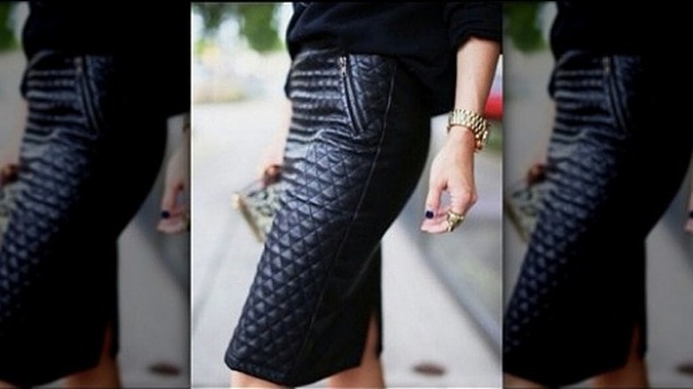 black quilted pencil skirt