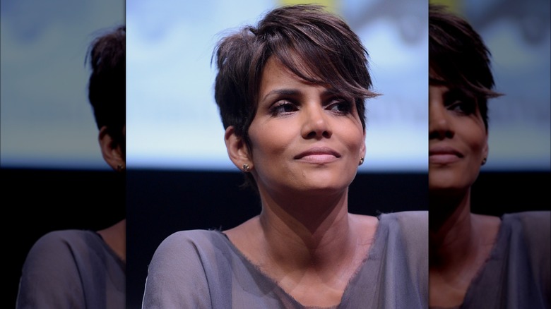 Halle Berry's side-parted hairstyle